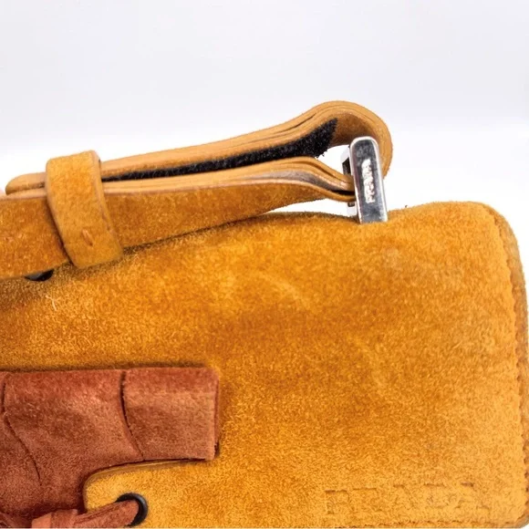 Prada Authentic Vintage 90’s Rare Two Tone Brown Shoulder Bag Suede NWT - Picture 7 of 16